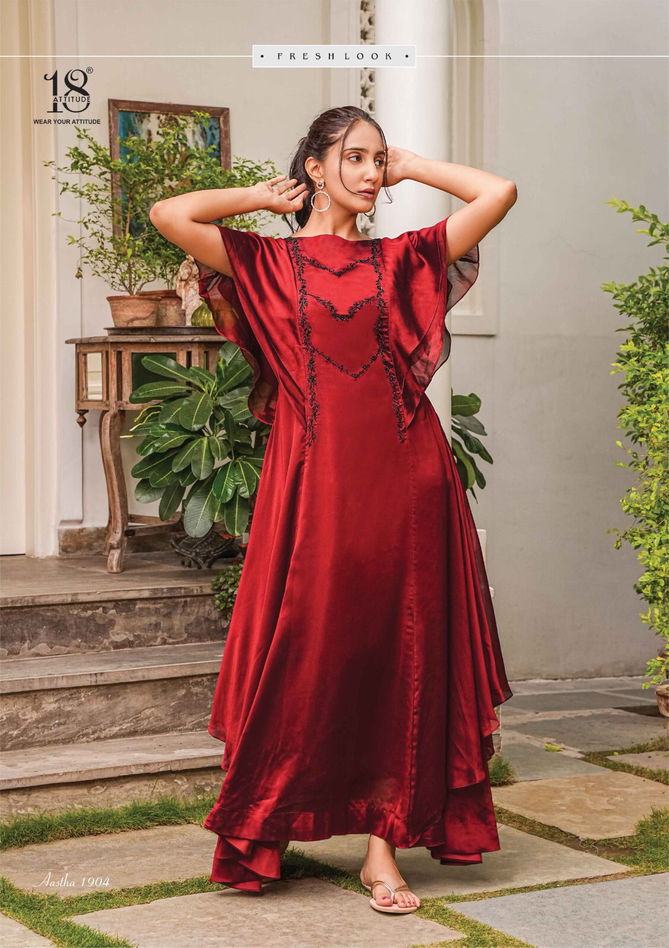 18 Attitude Aastha Vol 19 One Piece Party Wear Kurtis
